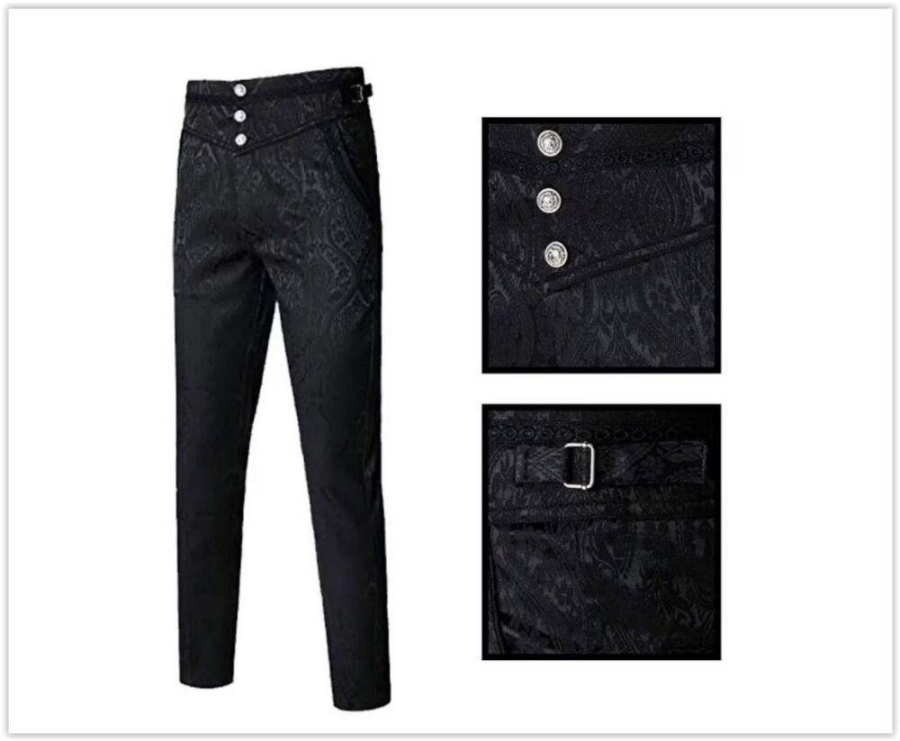 Mens Gothic Pants 2XL Cosplay Costume Trousers Steampunk Victorian Black NEW